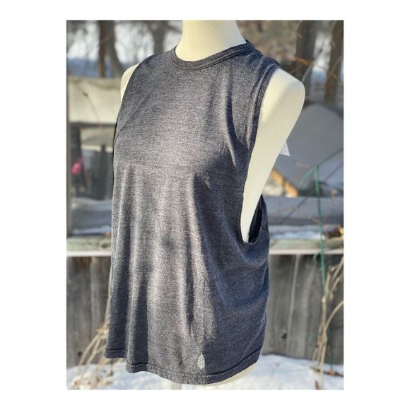 Free People No Sweat Tank Asphalt Grey XS NWT Criss-Cross Back - Picture 6 of 16